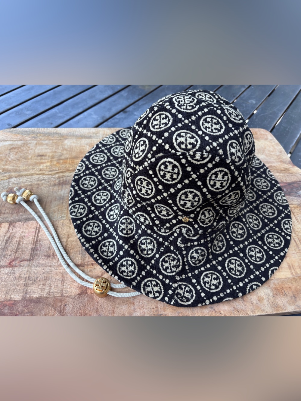 Tory Burch Chenille Monogram Bucket Hat